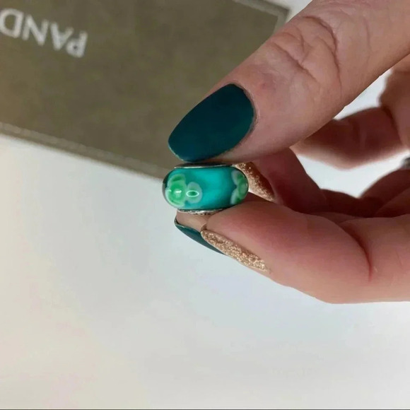 Pandora Jewelry Turquoise Flower Glass Charm - Picture 6 of 8